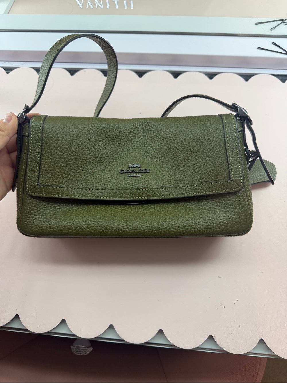 Coach Olive Etta Small Flap Leather Shoulder Bag - Picture 2 of 10